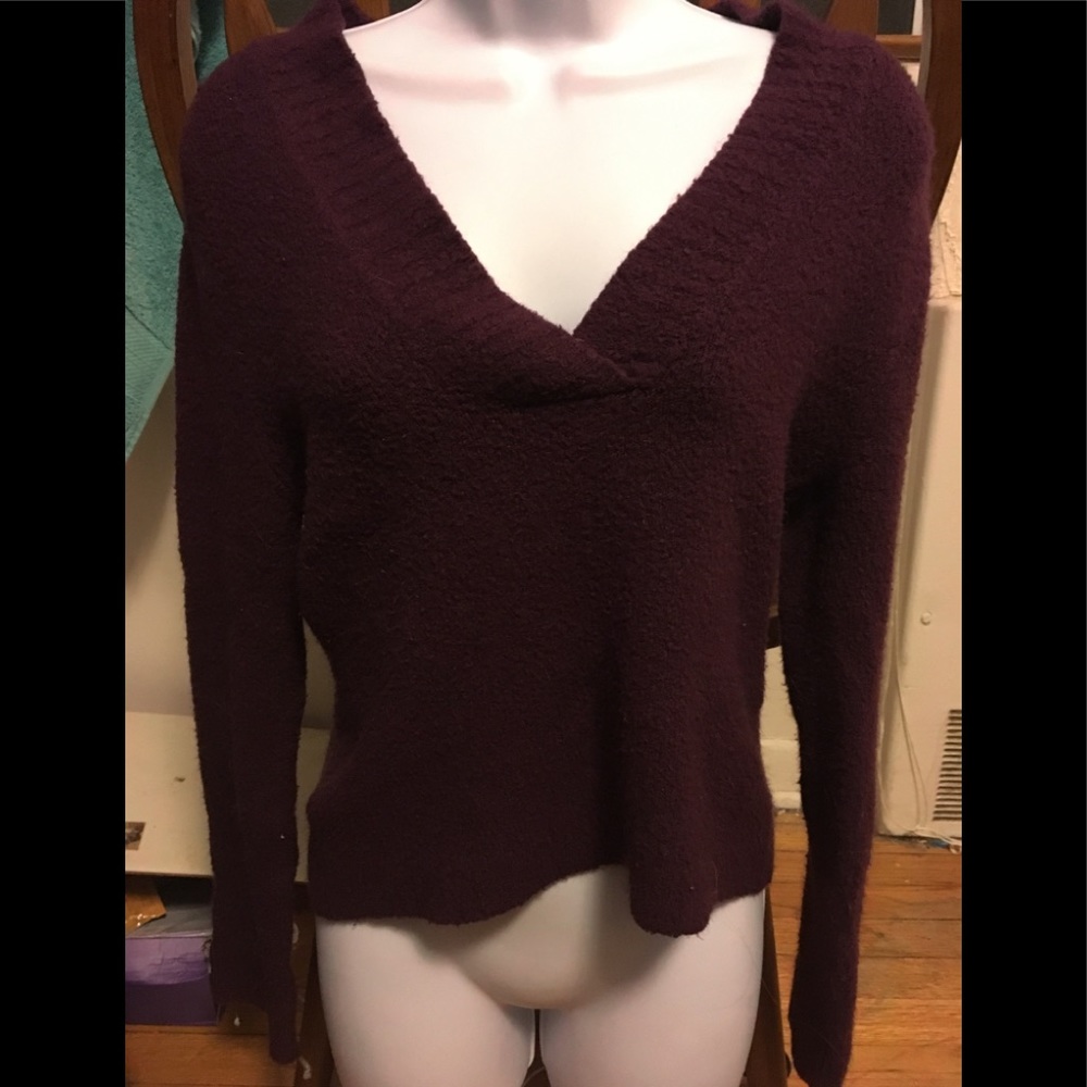 Maroon V-Neck Cozy Sweater